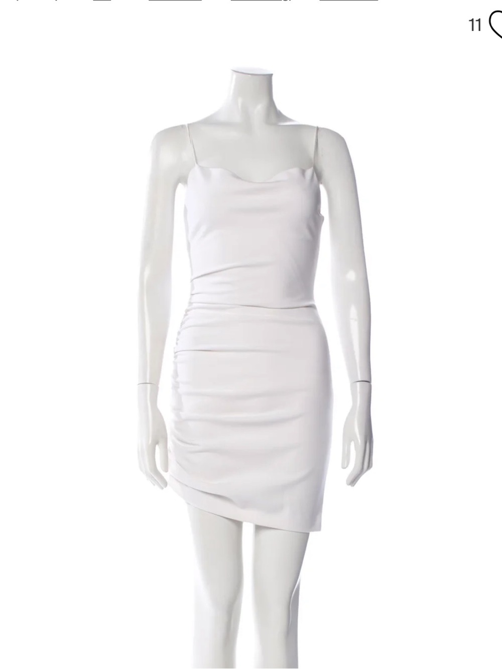 cinq a sept White Cowl-Neck Mini Dress with Side Draping